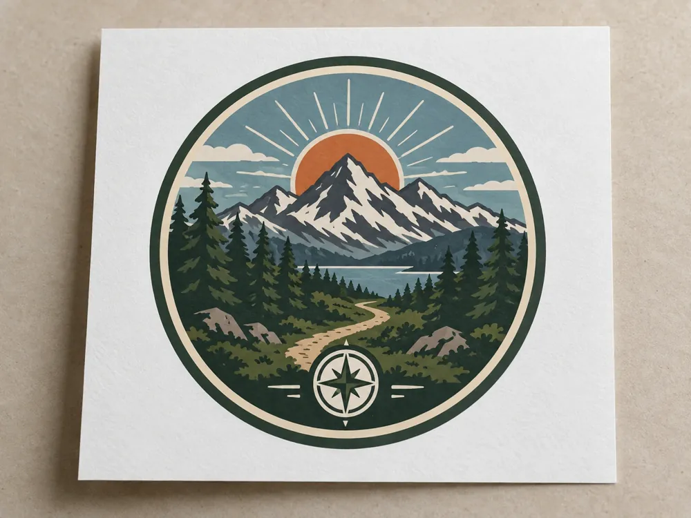 Mountain Trail Adventure Patch Vector