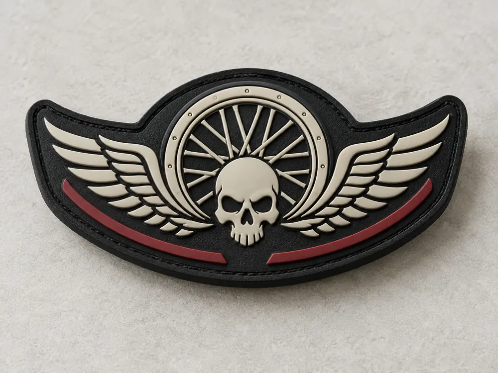 Skull Wheel Biker PVC Patch