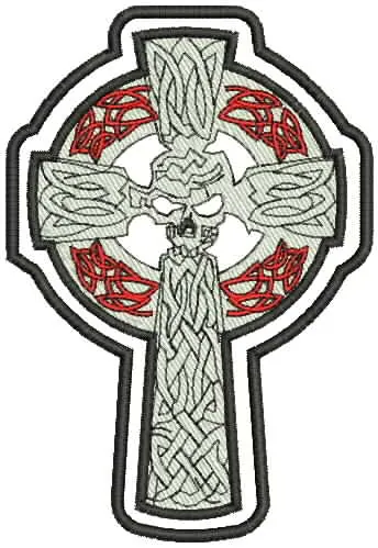 Celtic Cross Skull — Triple Skull Iron Cross Patch sample