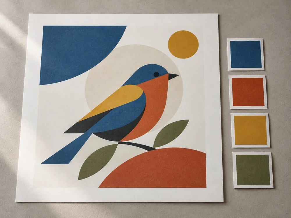 Bird Artwork CMYK to Spot Color