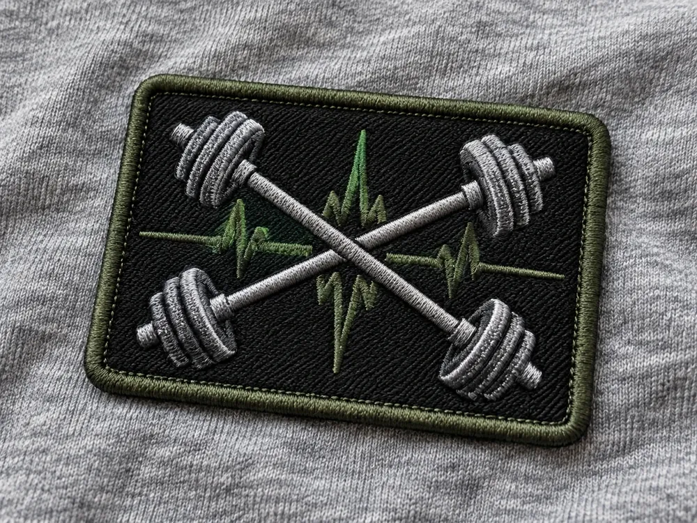 Crossed Barbells Heartbeat Patch