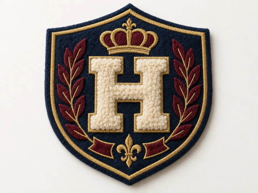 Crowned H Felt & Chenille Crest