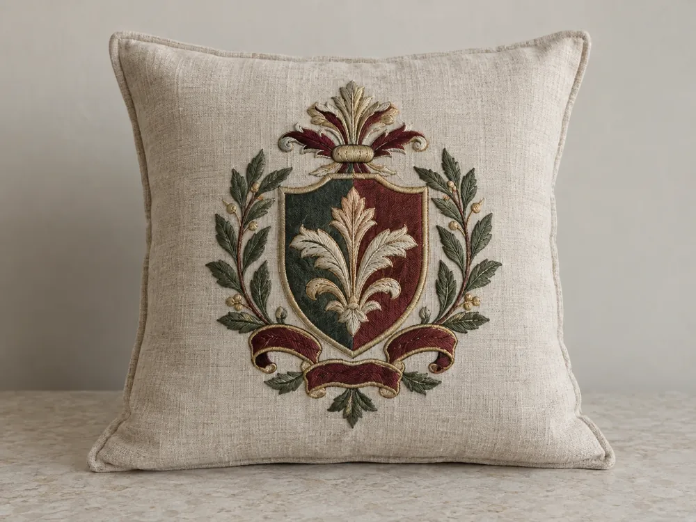 Heritage Crest Linen Cushion