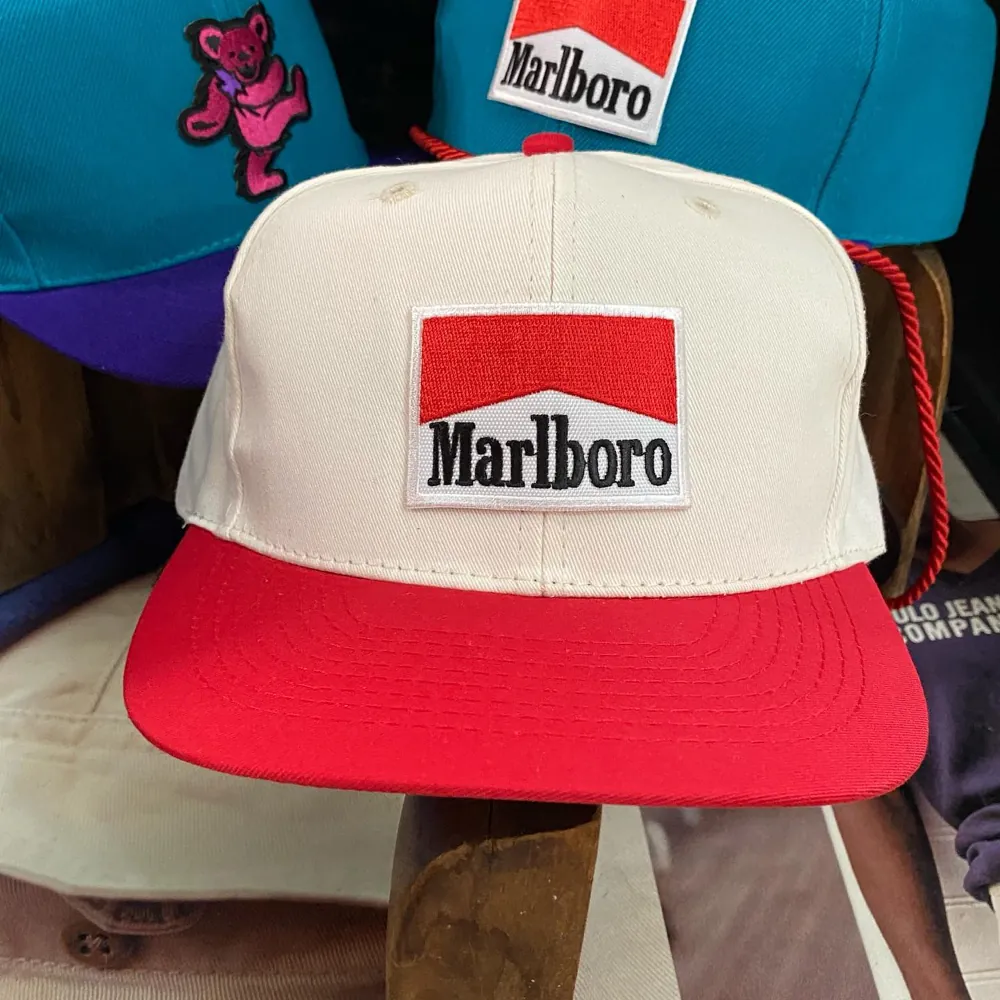 Marlboro Patch Cap Side View — Cap Front Logo Digitizing sample