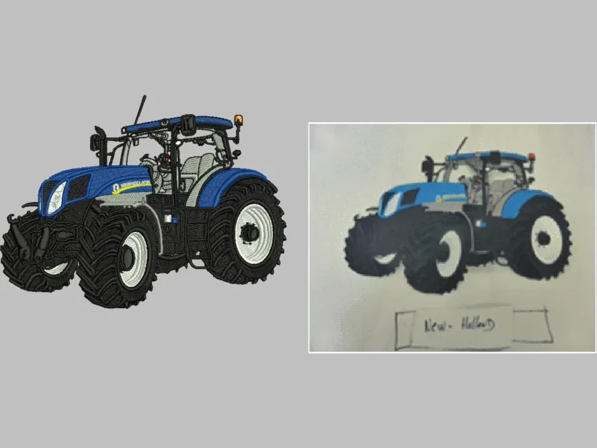 New Holland Tractor Sketch to Stitch