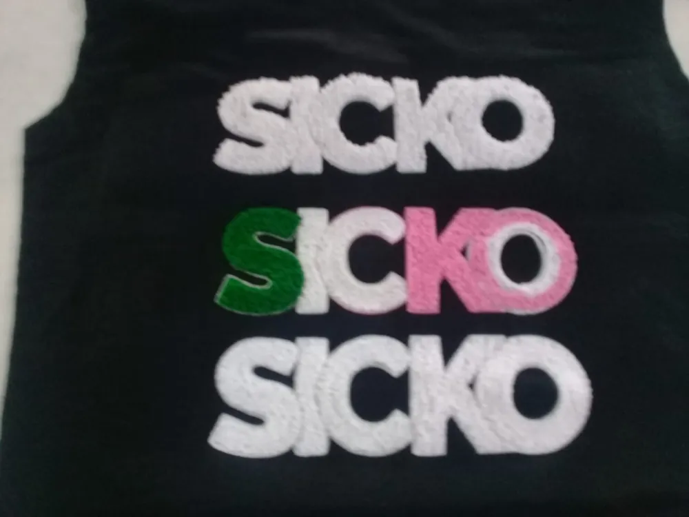 Sicko Triple Stack Chenille Lettering — Oversized Streetwear Chenille sample