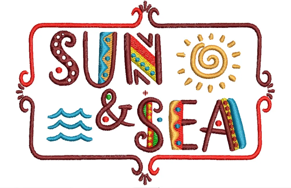 Sun and Sea Lettering — Monogram & Text Digitizing sample