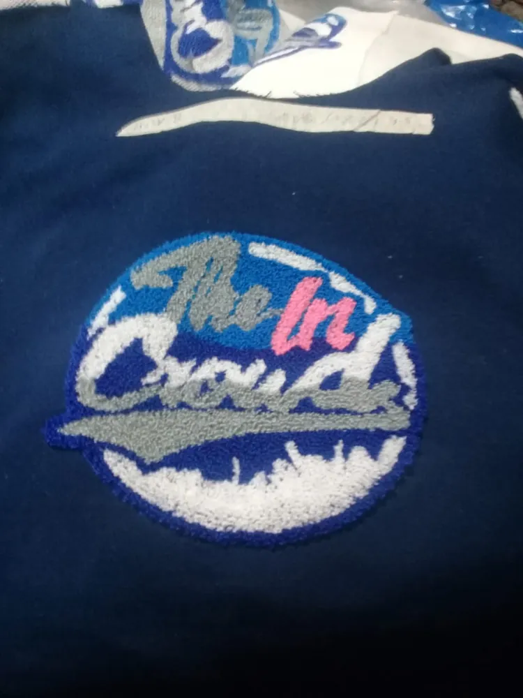 The In Crowd Chenille Patch on Hoodie — Multi-Color Chenille Digitizing sample