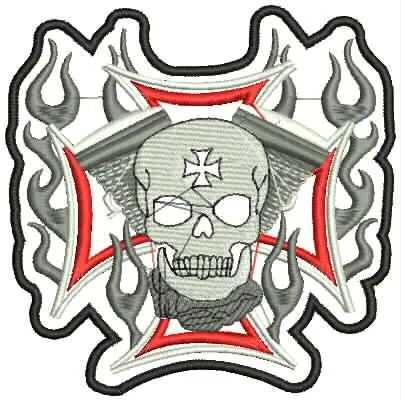 V Twin Skull Iron Cross