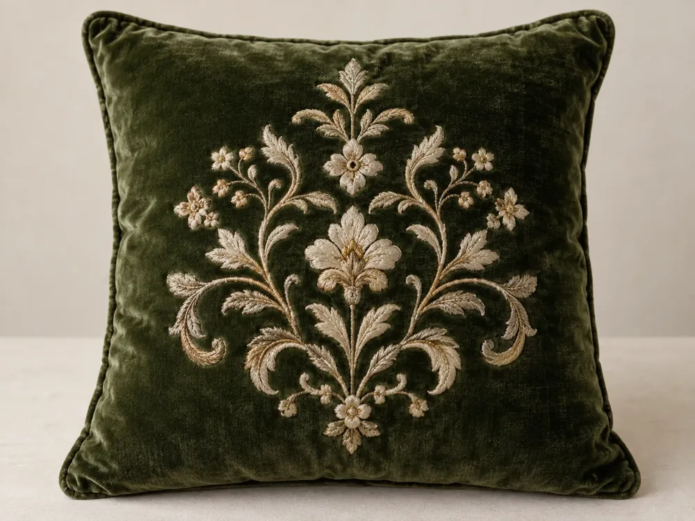 Gold Damask Velvet Cushion
