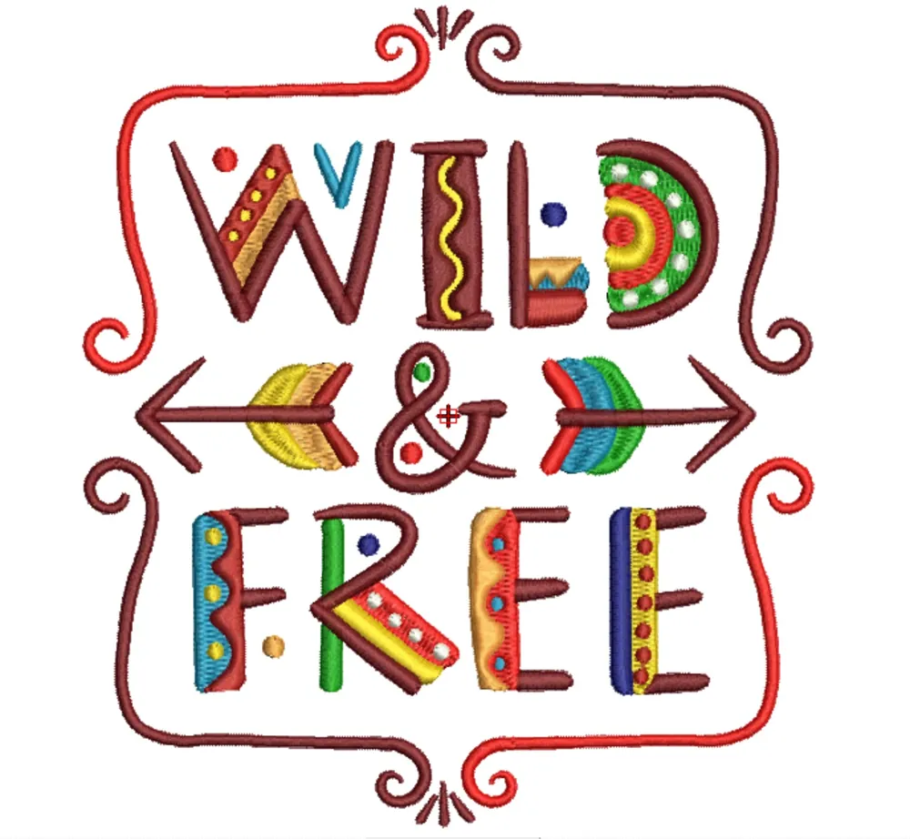 Wild and Free Lettering — Monogram & Text Digitizing sample